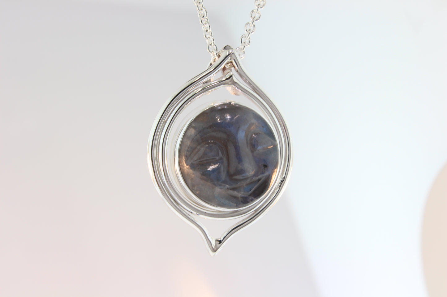 Silver Moonstone Face Pendant